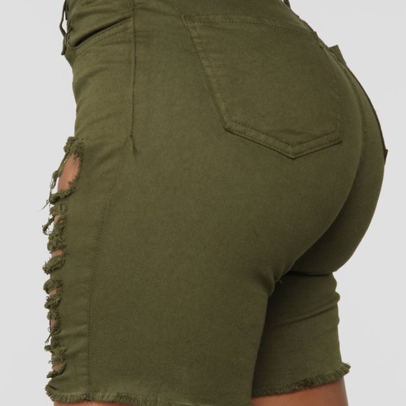 Jean Bermuda Shorts - Olive - Picture 3 of 4